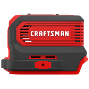Photo of Craftsman battery charger CMCB1150B, red and black, front angle on white background.