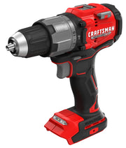CRAFTSMAN cordless drill with brushless motor, red and black, side angle, SKU CMCD726B.