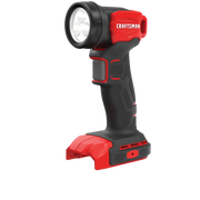 CRAFTSMAN cordless LED work light CMCL020B, black and red, angled view on white background.