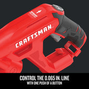 Photo of CRAFTSMAN CMEST913 graphics showing red tool handle with textured grip and branding on a dark background.