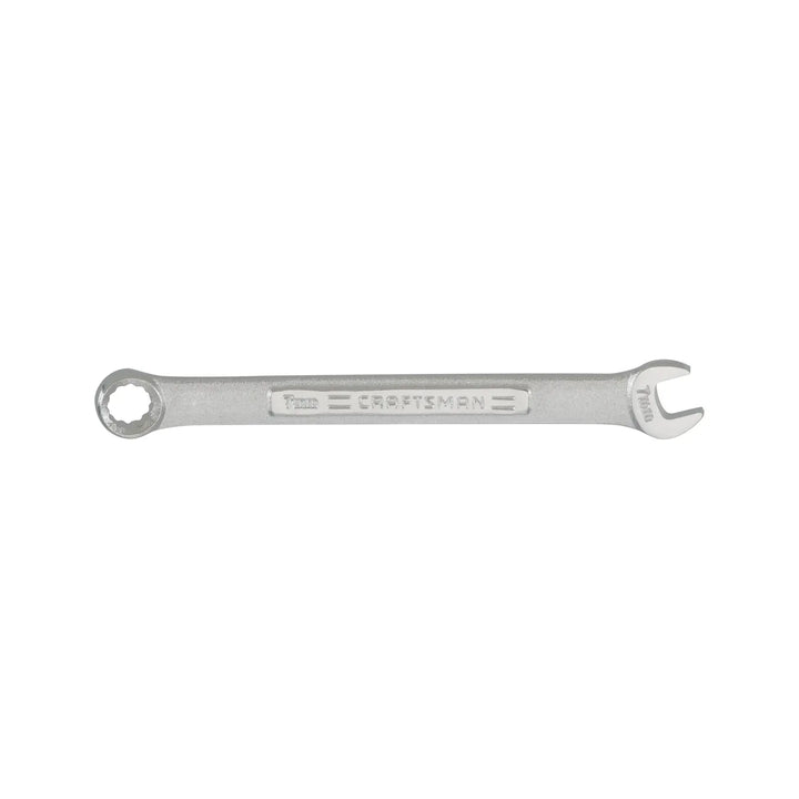 Craftsman CMMT12081 7mm combination wrench, silver, flat lay photo on white background.