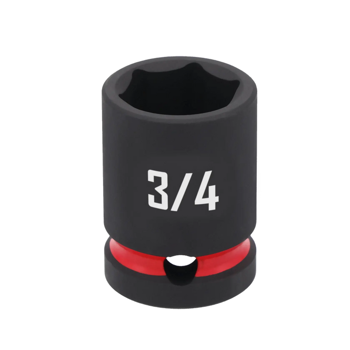 A black Craftsman socket with a red band near the base, labeled with the size 3/4 in white text.