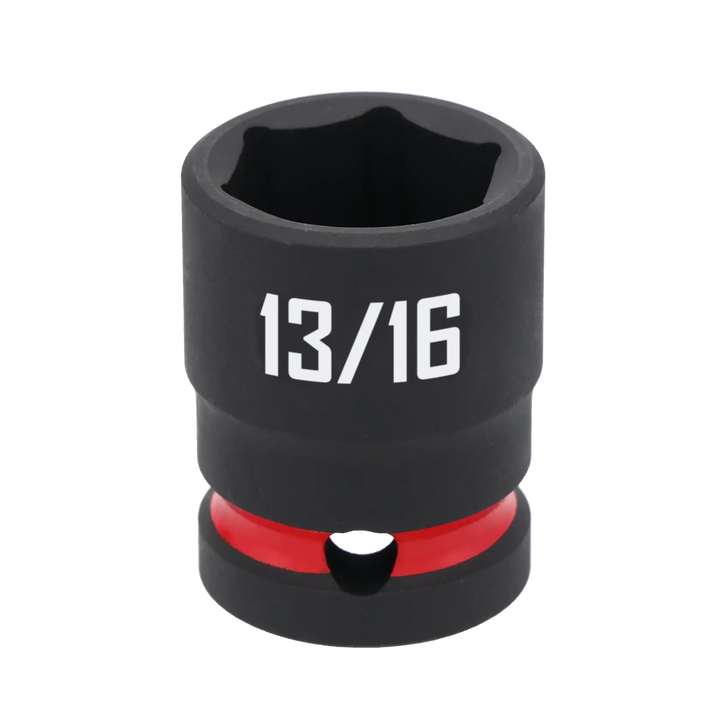 A close-up image of a black socket tool marked with '13/16' in white lettering and a red ring near the base.
