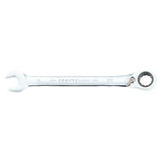 Photo of Craftsman CMMT42424 combination ratcheting wrench, 13mm, polished chrome, side view on white background.