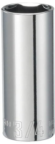 Craftsman chrome deep socket 3/4 inch, SKU CMMT43337, side view on white background.