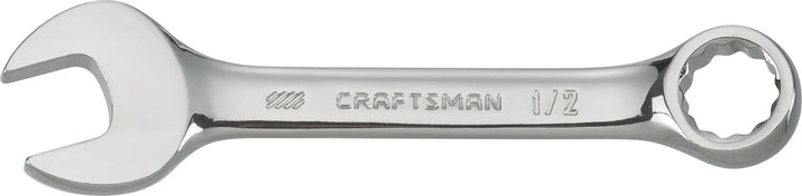 Photo of Craftsman CMMT44105 chrome combination wrench, 1/2 inch, flat view on white background.