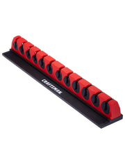 Craftsman CMMT99413 red and black screwdriver organizer rack, side angle photo on white background.