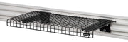 Craftsman CMST82618VT black wire wall shelf, side angle, mounted on white rail.