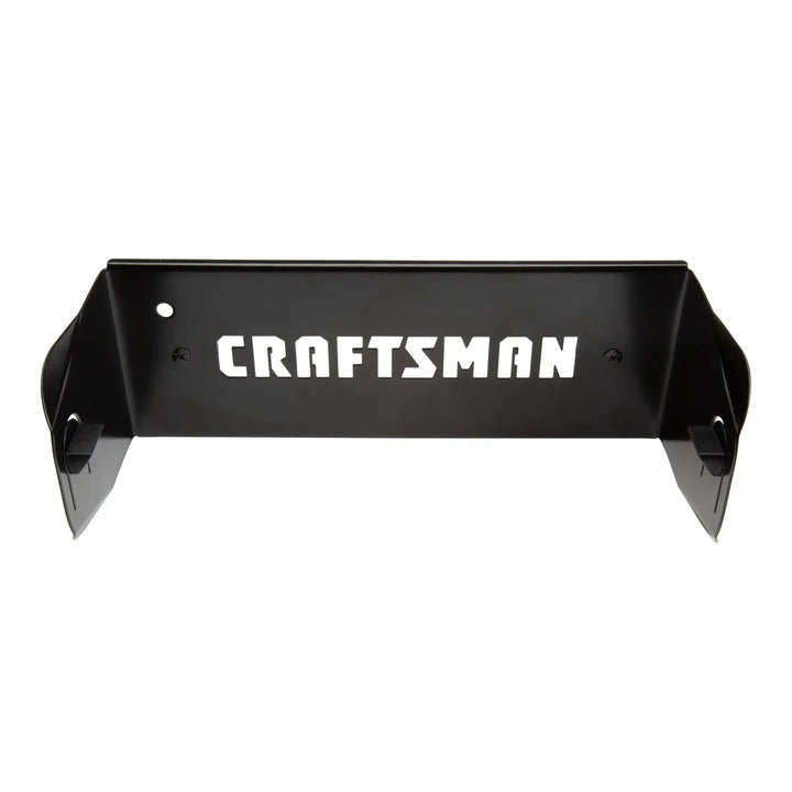 Front angle photo of Craftsman black metal wall bracket, SKU CMST82695, with logo cutout.