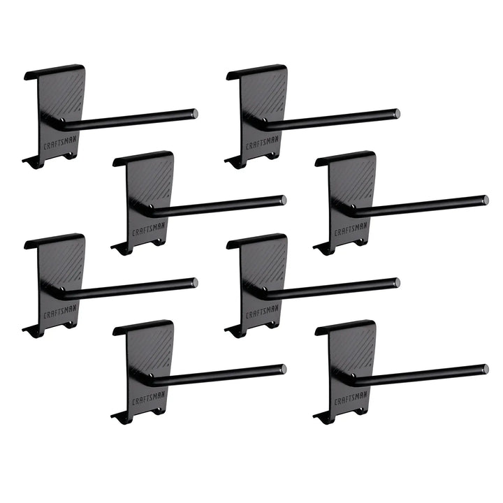 Photo of Craftsman CMSTE8VT black metal wall hooks set, side angle, product category: photography.