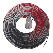 Craftsman fishing tape coiled, red and black wire, white background beauty shot, top view