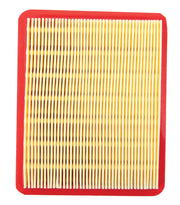 Craftsman rectangular air filter with red border, yellow pleated paper, SKU CMXGZAM200065, top view.