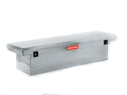 Craftsman CMXTBAK1050901 diamond plate truck tool box, silver, front angle on white background.