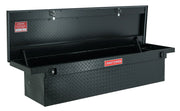 Photo of Craftsman CMXTBAK1055301 black diamond plate truck storage box with open lid, front angle.