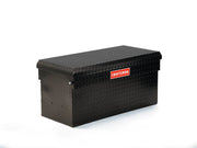 Craftsman black diamond plate steel jobsite box CMXTBAK4005301, angled view, white background.